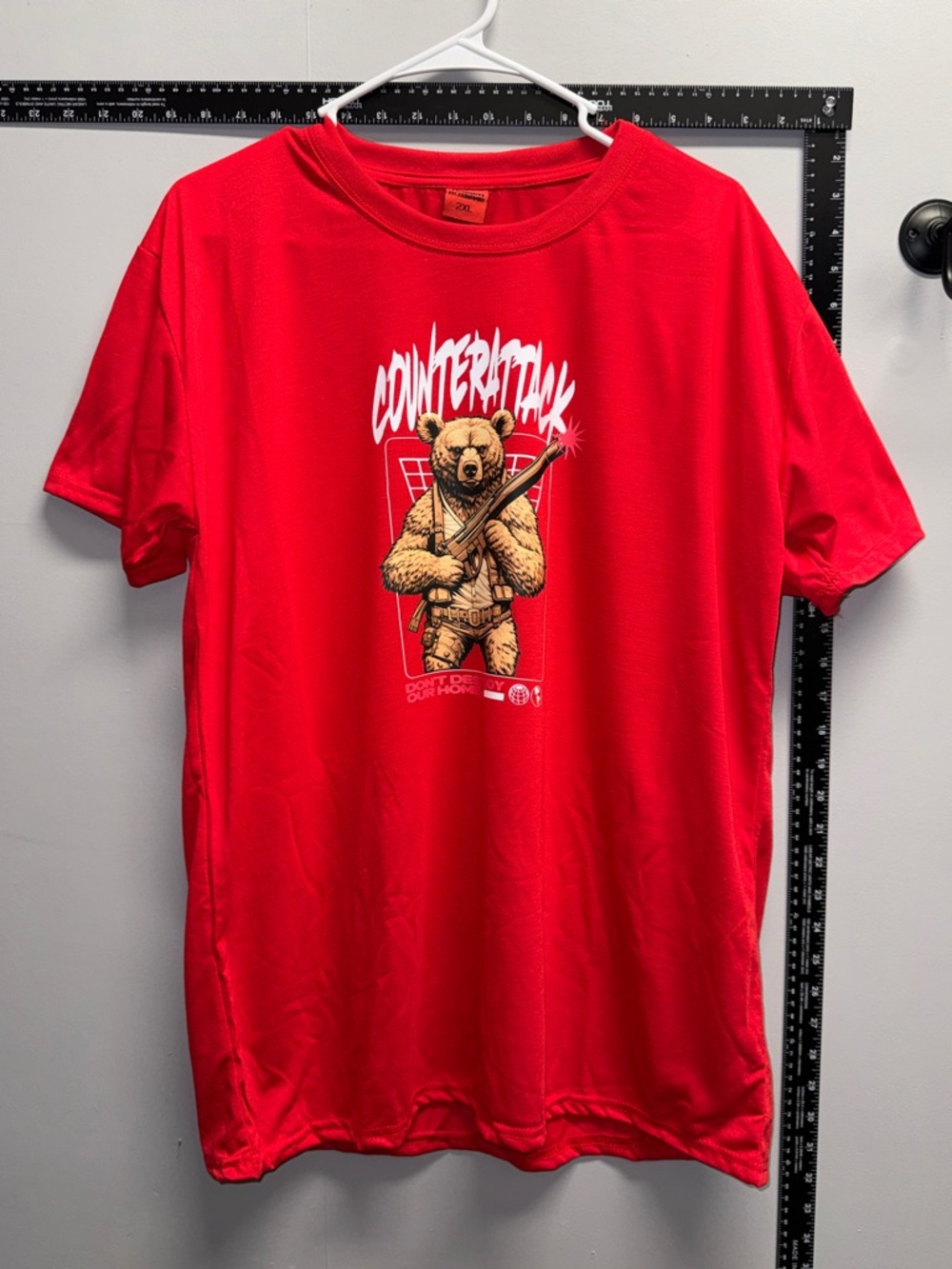 Counterattack Bear Graphic Tee - Red - Unbranded